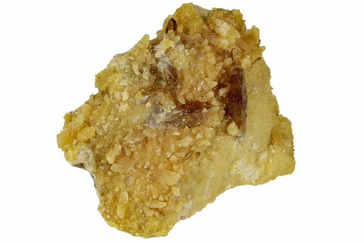 Honey Colored Barite Crystals On Fluorescent Calcite - Elk Creek #227759